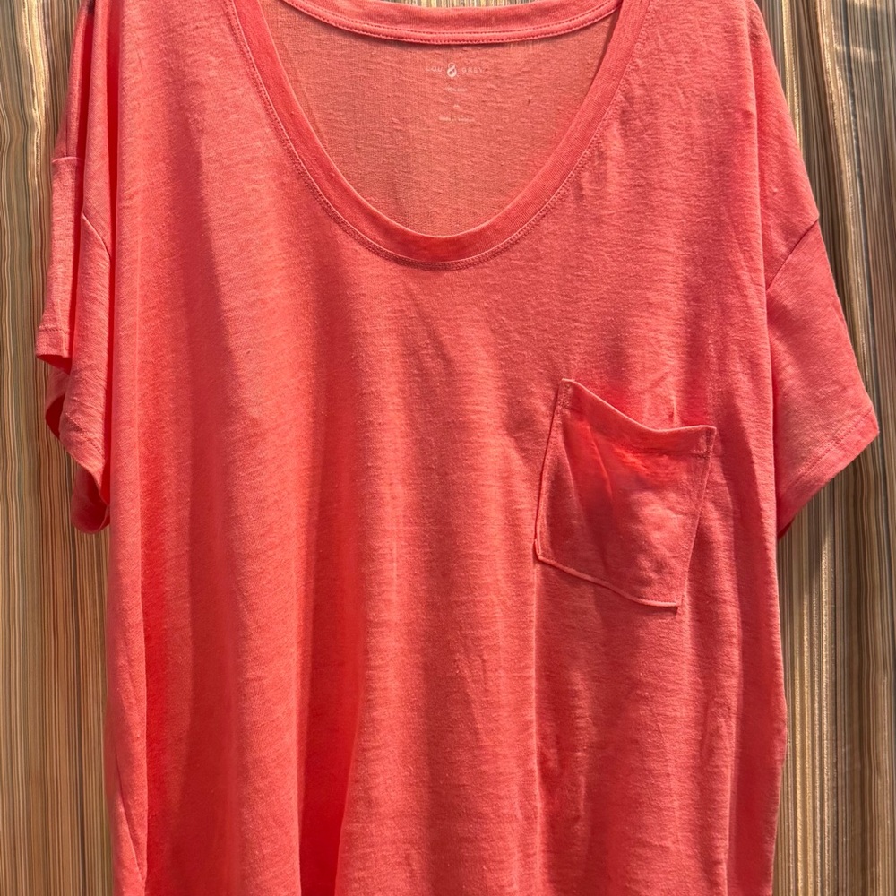Lou & Grey Coral Linen Tee with Pocket